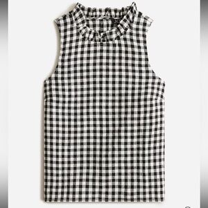 NWT J. Crew Fleur top in gingham linen Ruffle-Neck Top